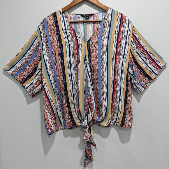 Zac & Rachel Women's Tie Front Striped Top | Size S - Picture 1 of 7